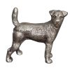 Aluminum Table Accent Dog Statuette Decor Sculpture with Textured Details; Silver