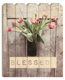 "Blessed Tulips" By Artisan Anthony Smith; Printed on Wooden Picket Fence Wall Art