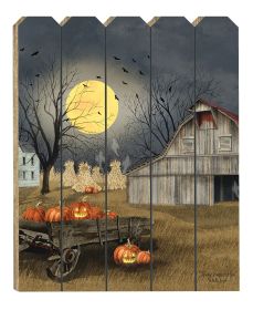 "Spooky Harvest Moon" By Artisan Billy Jacobs; Printed on Wooden Picket Fence Wall Art