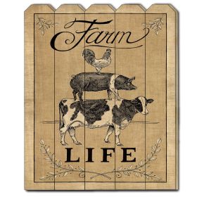 "Farm Life" by Deb Strain; Printed Wall Art on a Wood Picket Fence