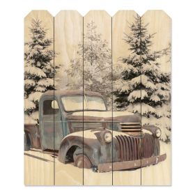 "Chevy at the Farm" By Artisan Lori Deiter; Printed on Wooden Picket Fence Wall Art