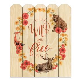 "Wild and Free Wreath" By Artisan Rachel Nieman; Printed on Wooden Picket Fence Wall Art