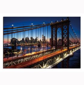 Oppidan Home &quot;Evening on the Manhattan Bridge&quot; Acrylic Wall Art (32&quot;H x 48&quot;W)