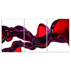 Oppidan Home &quot;Abstrat Liquid in Red&quot; 3 Piece Acrylic Wall Art (36&quot;H x 72&quot;W)