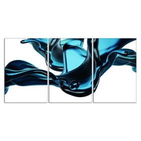 Oppidan Home &quot;Abstract Liquid in Blue&quot; 3 Piece Acrylic Wall Art (36&quot;H x 72&quot;W)