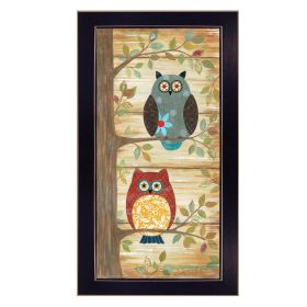 "Two Wise Owls" By Annie LaPoint; Printed Wall Art; Ready To Hang Framed Poster; Black Frame