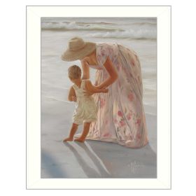 "First Time on the Beach" By Georgia Janisse; Printed Wall Art; Ready To Hang Framed Poster; White Frame