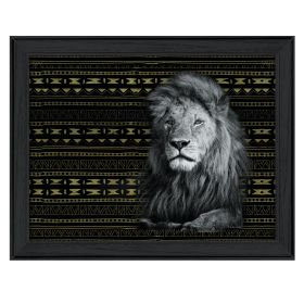 "Patterned Lion" By Dee Dee; Printed Wall Art; Ready To Hang Framed Poster; Black Frame