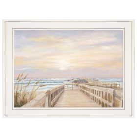 "Ponce Inlet Jetty Sunrise" by Georgia Janisse; Ready to Hang Framed Print; White Frame