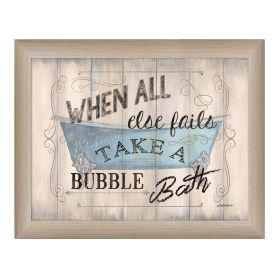 "Take a Bubble Bath" By Debbie DeWitt; Printed Wall Art; Ready To Hang Framed Poster; Beige Frame