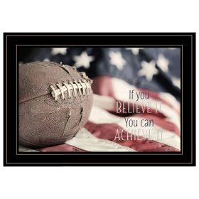 "Football - Believe It" by Lori Deiter; Ready to Hang Framed Print; Black Frame