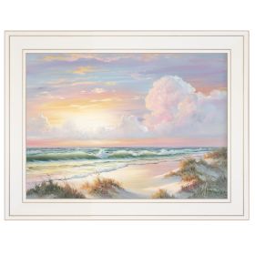 "Golden Sunset on Crystal Cove" by Georgia Janisse; Ready to Hang Framed Print; White Frame