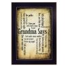 "Grandma Says" By Susan Ball; Printed Wall Art; Ready To Hang Framed Poster; Black Frame