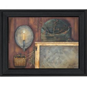 "Tin Sconce" By Pam Britton; Printed Wall Art; Ready To Hang Framed Poster; Black Frame