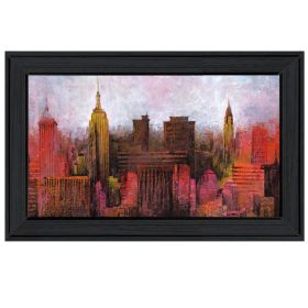 "NYC Skyline" by Cloverfield & Co; Ready to Hang Framed Print; Black Frame