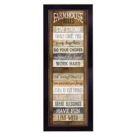 "Farmhouse Rules" By Marla Rae; Printed Wall Art; Ready To Hang Framed Poster; Black Frame