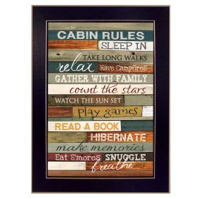 "Cabin Rules" By Marla Rae; Printed Wall Art; Ready To Hang Framed Poster; Black Frame