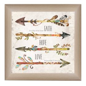 "Faith; Hope; Love" By Marla Rae; Printed Wall Art; Ready To Hang Framed Poster; Beige Frame