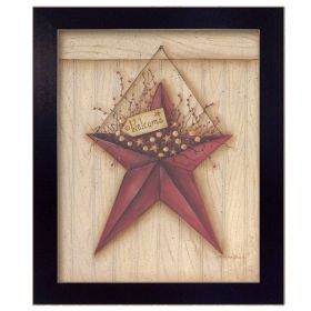 "Welcome Barn Star" By Mary June; Printed Wall Art; Ready To Hang Framed Poster; Black Frame