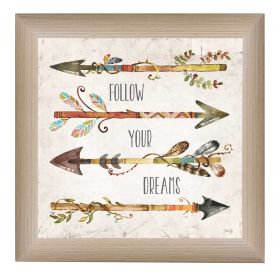 "Follow Your Dreams" By Marla Rae; Printed Wall Art; Ready To Hang Framed Poster; Beige Frame