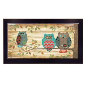 "Three Wise Owls" By Annie LaPoint; Printed Wall Art; Ready To Hang Framed Poster; Black Frame