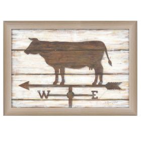 "Farmhouse Cow" By Annie LaPoint; Printed Wall Art; Ready To Hang Framed Poster; Beige Frame