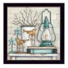 "Lantern on Books" By Mary June; Printed Wall Art; Ready To Hang Framed Poster; Black Frame