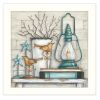 "Lantern on Books" By Mary June; Printed Wall Art; Ready To Hang Framed Poster; White Frame