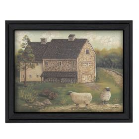 "Stone Barn" By Pam Britton; Printed Wall Art; Ready To Hang Framed Poster; Black Frame