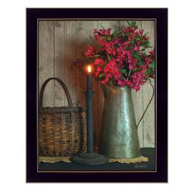 "Basket and Blossoms" By Susan Boyer; Printed Wall Art; Ready To Hang Framed Poster; Black Frame