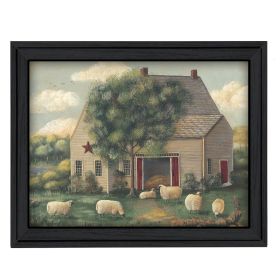 "Wooly Sheep" By Pam Britton; Printed Wall Art; Ready To Hang Framed Poster; Black Frame