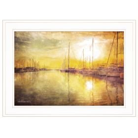 "Yellow Sunset" by Bluebird Barn; Ready to Hang Framed Print; White Frame