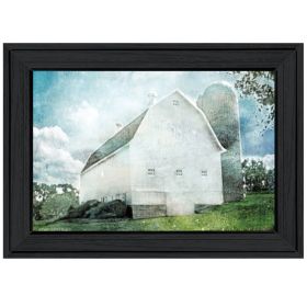 "White Barn" by Bluebird Barn; Ready to Hang Framed Print; Black Frame