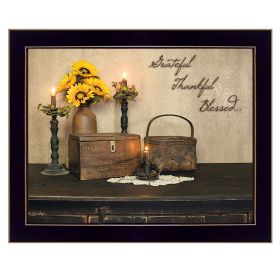 "Grateful; Thankful; Blessed" By Susan Boyer; Printed Wall Art; Ready To Hang Framed Poster; Black Frame