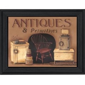 "Antiques and Primitives" By Pam Britton; Printed Wall Art; Ready To Hang Framed Poster; Black Frame