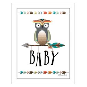 "Owl Baby" By Susan Boyer; Printed Wall Art; Ready To Hang Framed Poster; White Frame