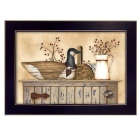 "Duck and Berry Still Life" By Linda Spivey; Printed Wall Art; Ready To Hang Framed Poster; Black Frame