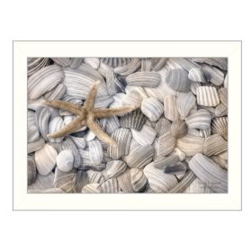 "Starfish and Seashell" By Lori Deiter; Printed Wall Art; Ready To Hang Framed Poster; White Frame