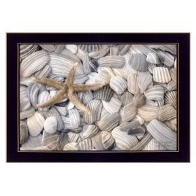 "Starfish and Seashell" By Lori Deiter; Printed Wall Art; Ready To Hang Framed Poster; Black Frame