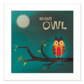 "Night Owl" By Marla Rae; Printed Wall Art; Ready To Hang Framed Poster; White Frame