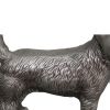 Aluminum Table Accent Dog Statuette Decor Sculpture with Textured Details; Silver