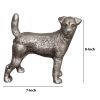 Aluminum Table Accent Dog Statuette Decor Sculpture with Textured Details; Silver