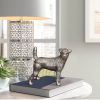 Aluminum Table Accent Dog Statuette Decor Sculpture with Textured Details; Silver