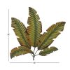 35 Inch Tropical Metal Palm Leaf Wall Mount Accent Decor; Brushed Green; Antique Yellow; Black