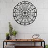 42 Inch Round Medallion Wall Mount Metal Accent Decor; Handmade Circle Design; Antique Black