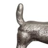 Aluminum Table Accent Dog Statuette Decor Sculpture with Textured Details; Silver