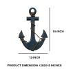 18 Inch Handcrafted Wood Wall Mount Sea Anchor and Rope Accent Decor; Distressed Blue