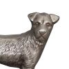 Aluminum Table Accent Dog Statuette Decor Sculpture with Textured Details; Silver