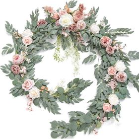 Simulation Eucalyptus Willow Leaf Wedding Festival Party Ornamental Garland (Color: Pink)