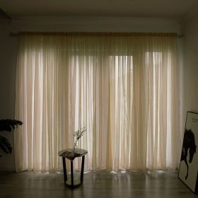 Simple And Modern Balcony Solid Color Gauze Curtain (Option: Beige-1.5x2.7Hook)